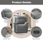 Grey Rocker Recliner Chair with Overstuffed Comfort