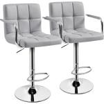 Light Grey Adjustable Swivel Bar Stools - Set of 2