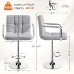 Light Grey Adjustable Swivel Bar Stools - Set of 2