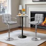 Light Grey Adjustable Swivel Bar Stools - Set of 2