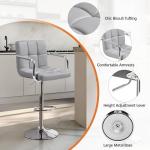 Light Grey Adjustable Swivel Bar Stools - Set of 2