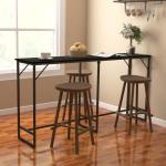 Industrial 70" Counter Height Bar Table with Charging Station
