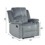CANMOV Soft Fabric Manual Recliner Chair - Blue Grey