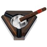 Triangular Maple Cigar Ashtray with Black Accents