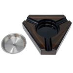 Triangular Maple Cigar Ashtray with Black Accents