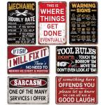 Retro Funny Garage Metal Signs Set of 7