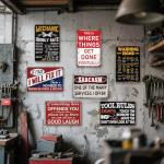 Retro Funny Garage Metal Signs Set of 7