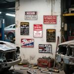 Retro Funny Garage Metal Signs Set of 7