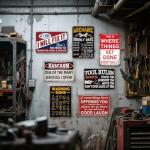Retro Funny Garage Metal Signs Set of 7