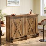 63-Inch Modern Bar Table with Footrest and Storage