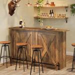 63-Inch Modern Bar Table with Footrest and Storage