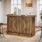 63-Inch Modern Bar Table with Footrest and Storage