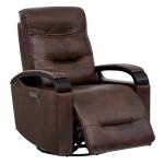 Leather Power Swivel Recliner Chair in Cognac Brown