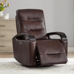 Leather Power Swivel Recliner Chair in Cognac Brown