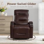 Leather Power Swivel Recliner Chair in Cognac Brown