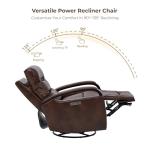 Leather Power Swivel Recliner Chair in Cognac Brown