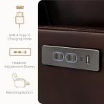 Leather Power Swivel Recliner Chair in Cognac Brown