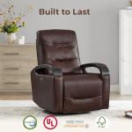 Leather Power Swivel Recliner Chair in Cognac Brown