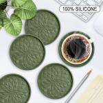 Silicone Coasters with Holder - 6 Pack Olive Green