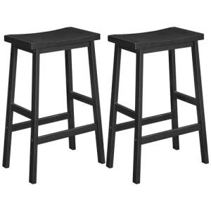 Set of 2 Industrial Bamboo Bar Stools