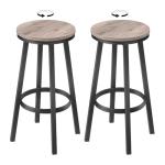 Set of 2 Swivel Bar Stools with Footrest