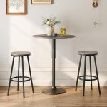 Set of 2 Swivel Bar Stools with Footrest