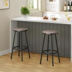 Set of 2 Swivel Bar Stools with Footrest