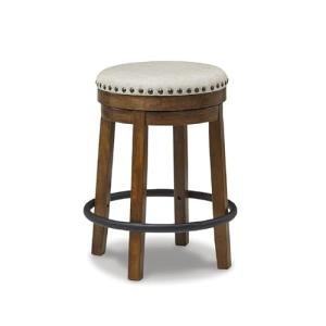 Brown & Black Upholstered Swivel Stool - 24" H