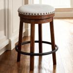 Brown & Black Upholstered Swivel Stool - 24" H