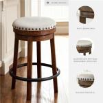 Brown & Black Upholstered Swivel Stool - 24" H