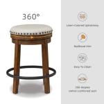 Brown & Black Upholstered Swivel Stool - 24" H