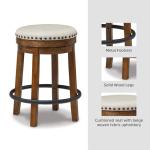 Brown & Black Upholstered Swivel Stool - 24" H