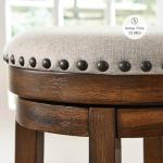Brown & Black Upholstered Swivel Stool - 24" H