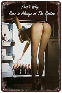 Pin-Up Girl Beer Vintage Metal Tin Sign