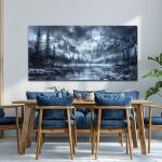 Black and White Forest Landscape Canvas Art