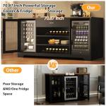Large Black Bar Cabinet with Fridge Space