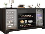 Large Black Bar Cabinet with Fridge Space