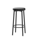 Set of 2 Black Bar Stools with Footrest