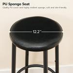 Set of 2 Black Bar Stools with Footrest
