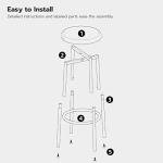 Set of 2 Black Bar Stools with Footrest