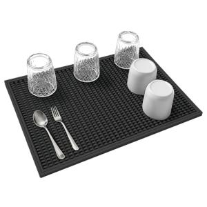 Black Rubber Dish Drying Mat - 18" x 12