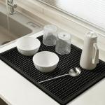 Black Rubber Dish Drying Mat - 18" x 12