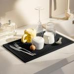 Black Rubber Dish Drying Mat - 18" x 12