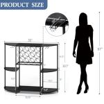 LED Wine Bar Cabinet with Storage and Glass Holder