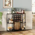 LED Wine Bar Cabinet with Storage and Glass Holder