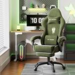 Velvet Gaming Chair with Footrest and Massage