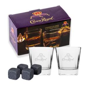 Crown Royal Whiskey Glasses and Chilling Stones Set