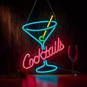 Neon Cocktail Bar Sign for Man Cave Decor