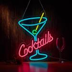 Neon Cocktail Bar Sign for Man Cave Decor