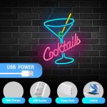 Neon Cocktail Bar Sign for Man Cave Decor